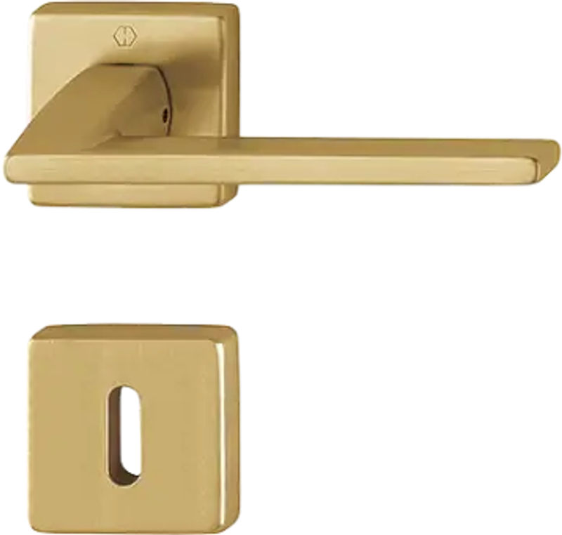 Bergamo - Klamki z kwadratowym szyldem z mosiądzu, złoty F78-1 Resista