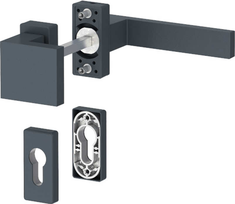 Dublin - Komplet pochwyt-klamka na krótkim szyldzie, kolor antracyt mat